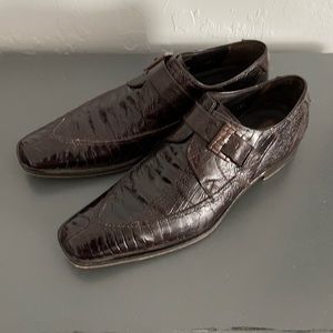 Men’s Mezlan Ostrich Burgundy Shoes Monk Strap
